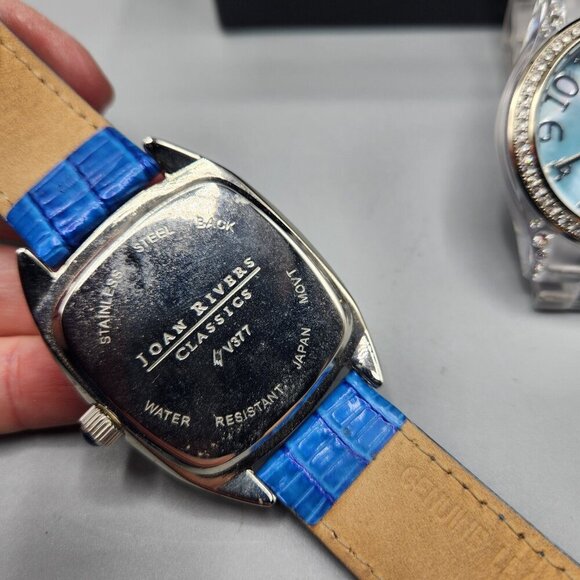 Joan Rivers Classics Collection Watch Lot V377 Blue Leather & Clear Bands NEW - Picture 7 of 12